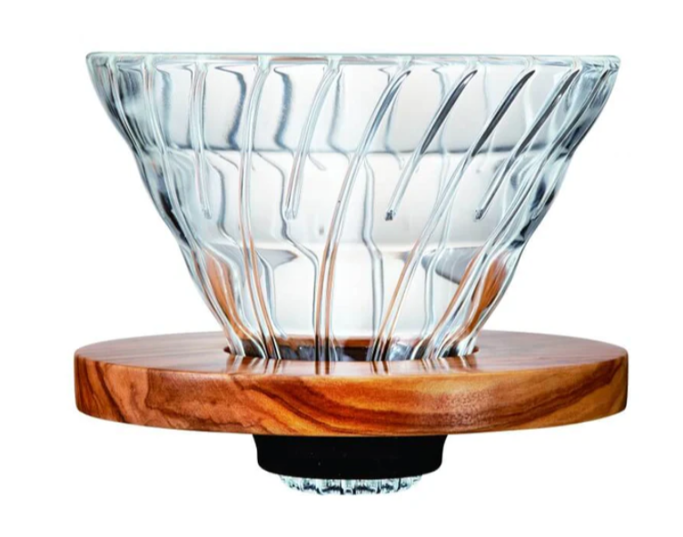 Hario V60 Glass Dripper Olive Wood - Multiple Sizes
