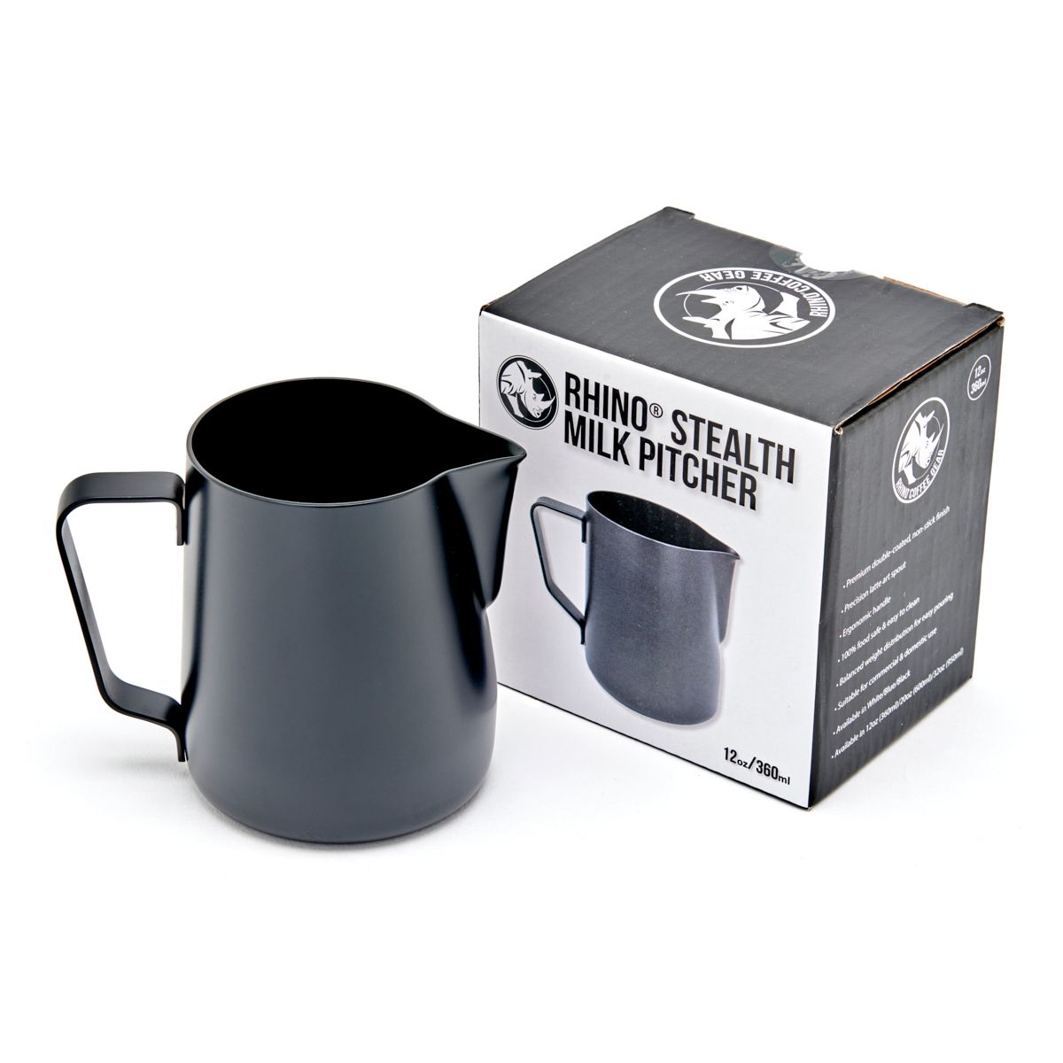 Rhino Stealth Milk Pitcher Black - Multiple Sizes