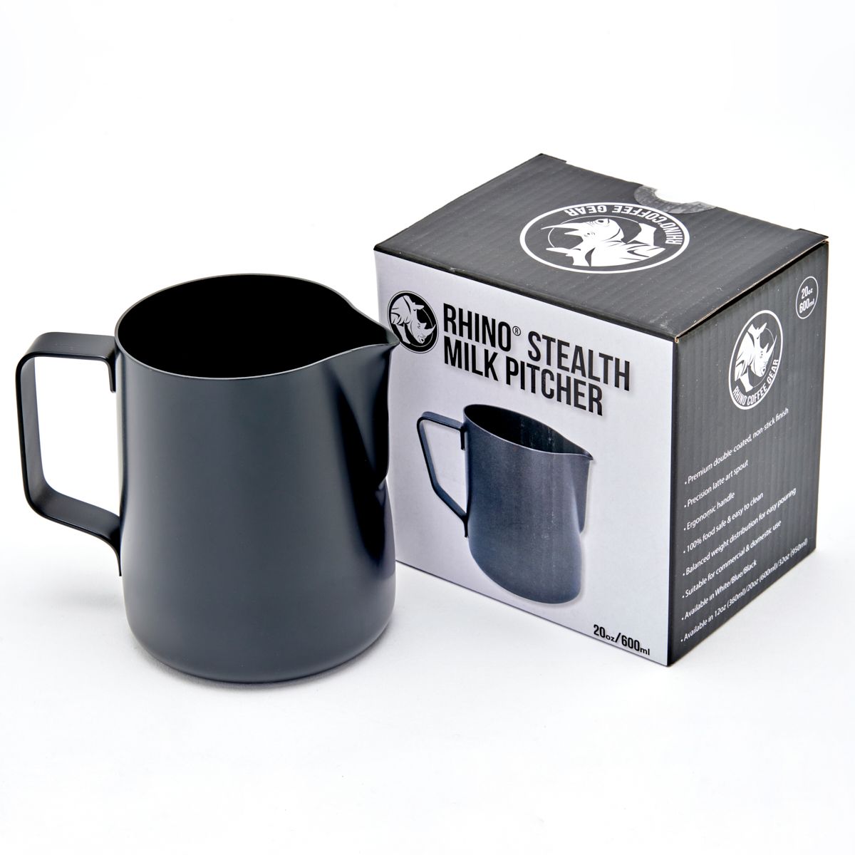 Rhino Stealth Milk Pitcher Black - Multiple Sizes
