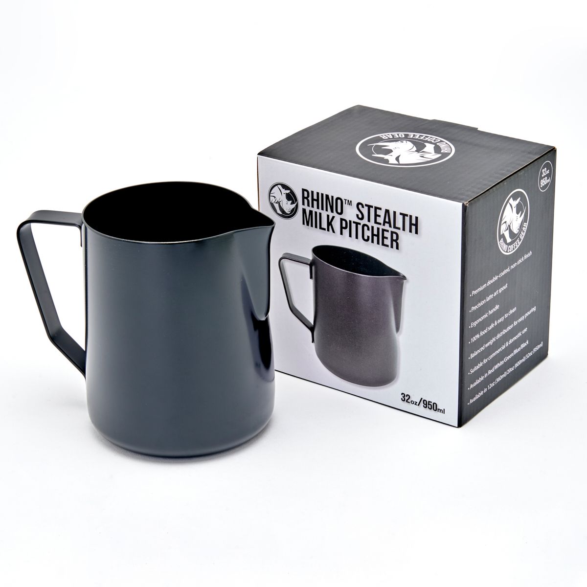 Rhino Stealth Milk Pitcher Black - Multiple Sizes