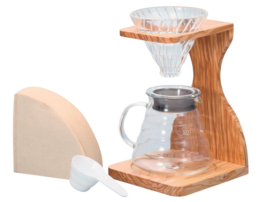 Hario V60 Pour Over Stand Set - Olive Wood